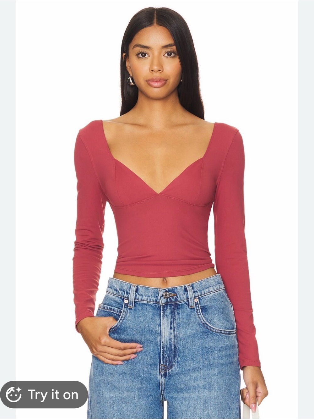 Free People Duo Long Sleeve Top Earth Red